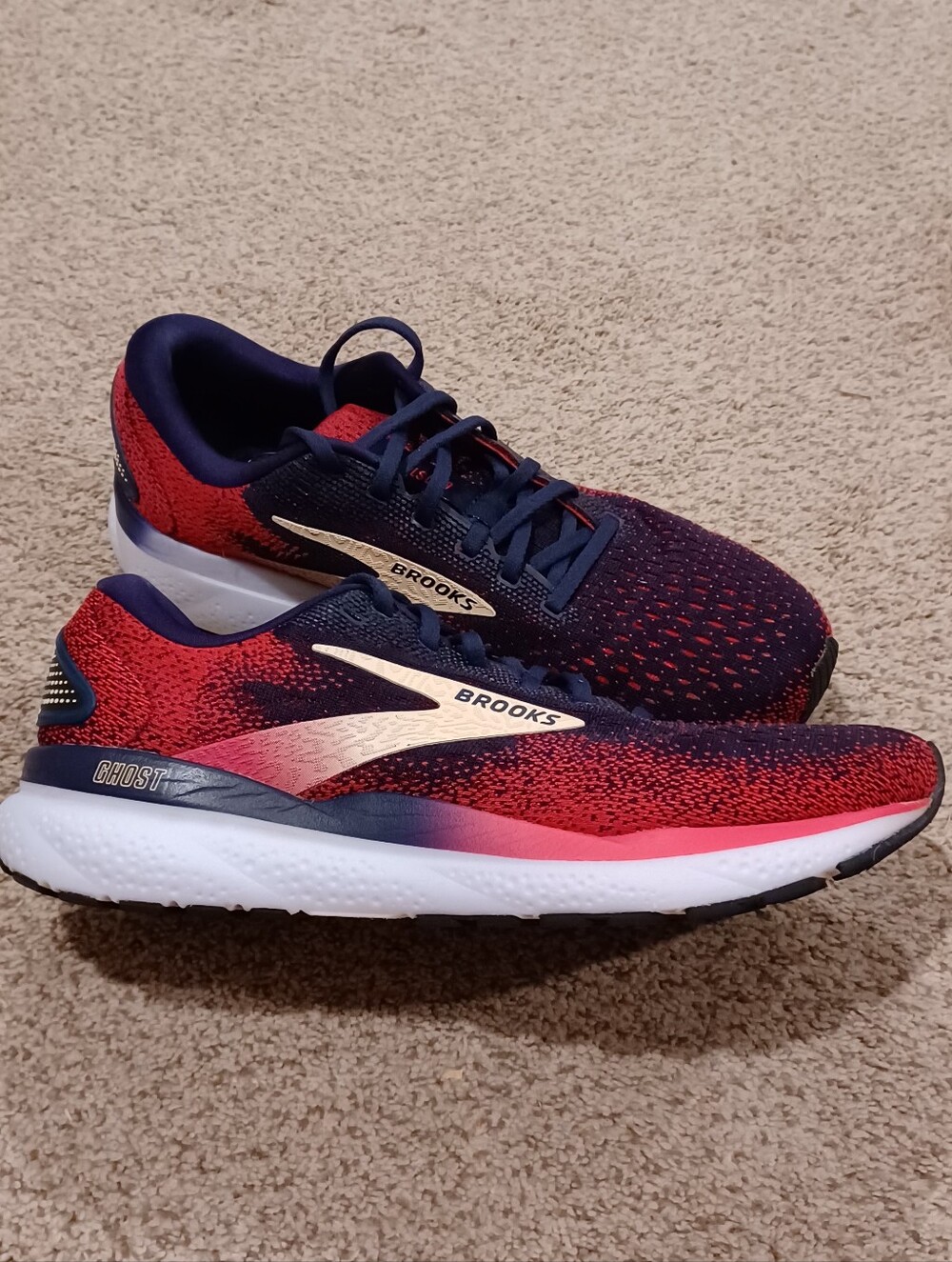 Brooks Ghost 16 Running Shoes - Red/Navy Women's Sneakers Size 10.5